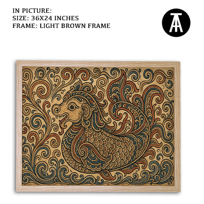 Artwork in Light Brown Frame