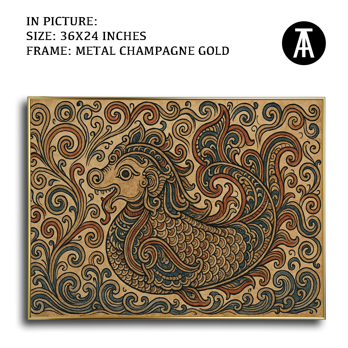 Artwork in Metal Champagne Gold Frame