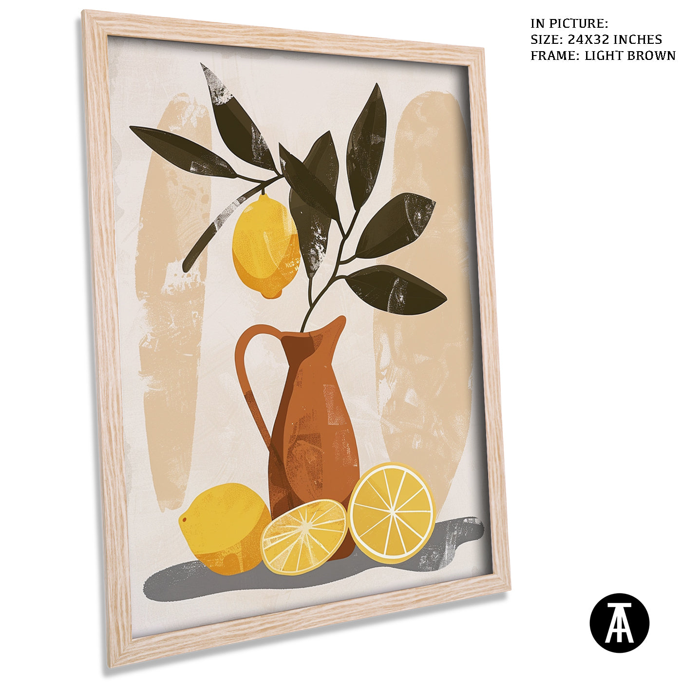 Artwork in Light Brown Frame