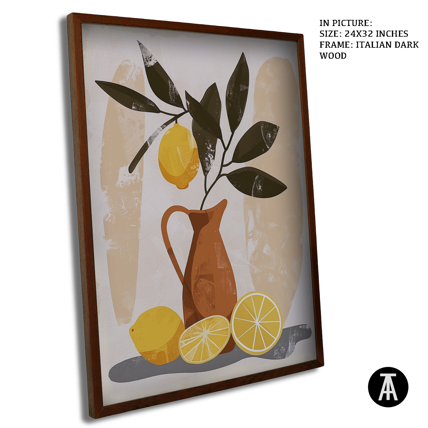 Artwork in Dark Wood Frame