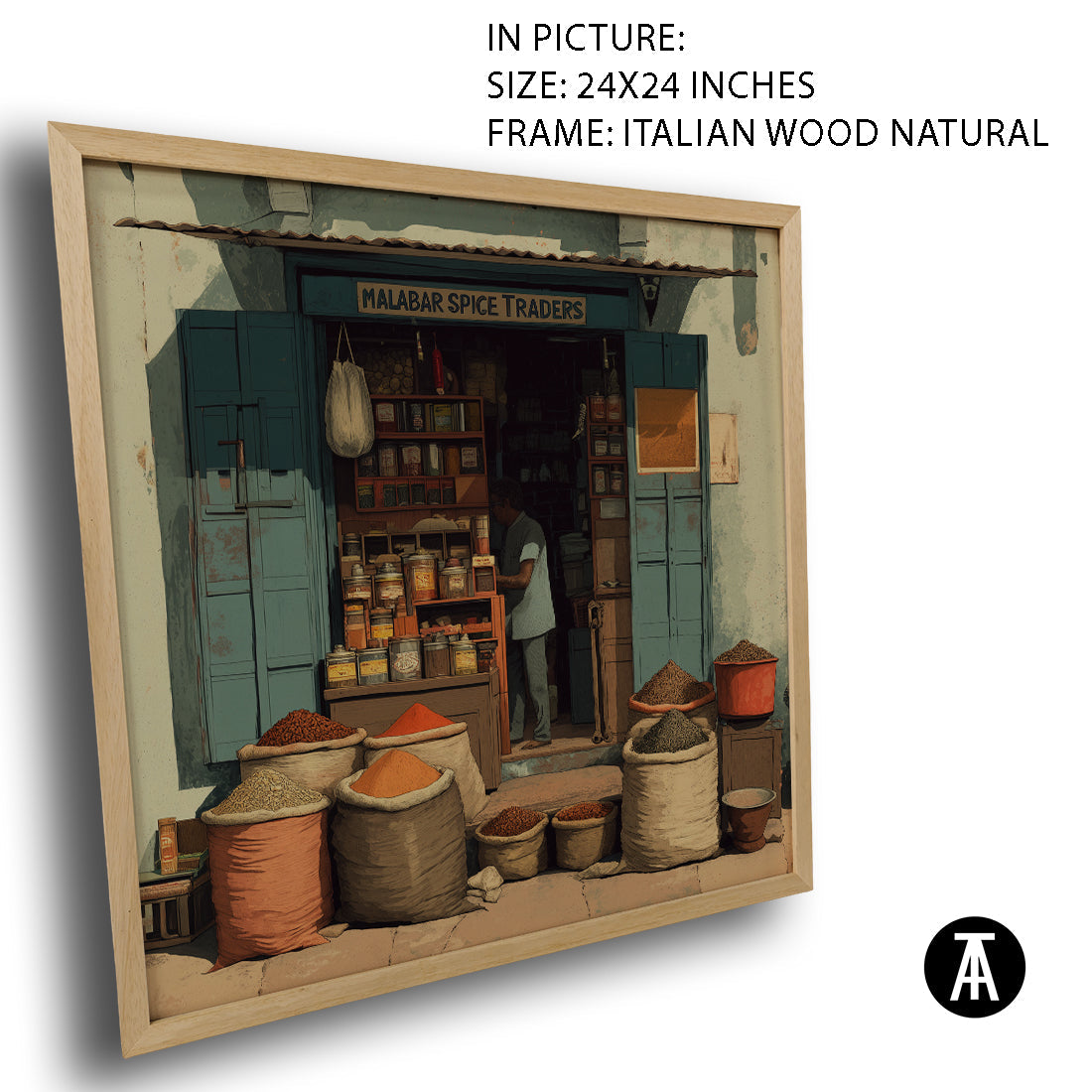Artwork in Natural Wood Frame