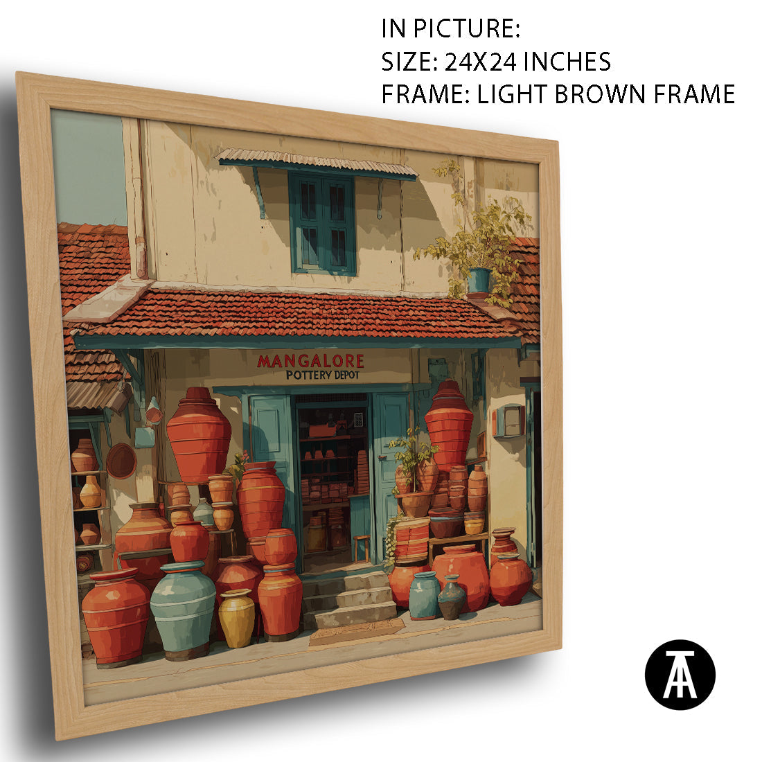 Artwork in Light Brown Frame