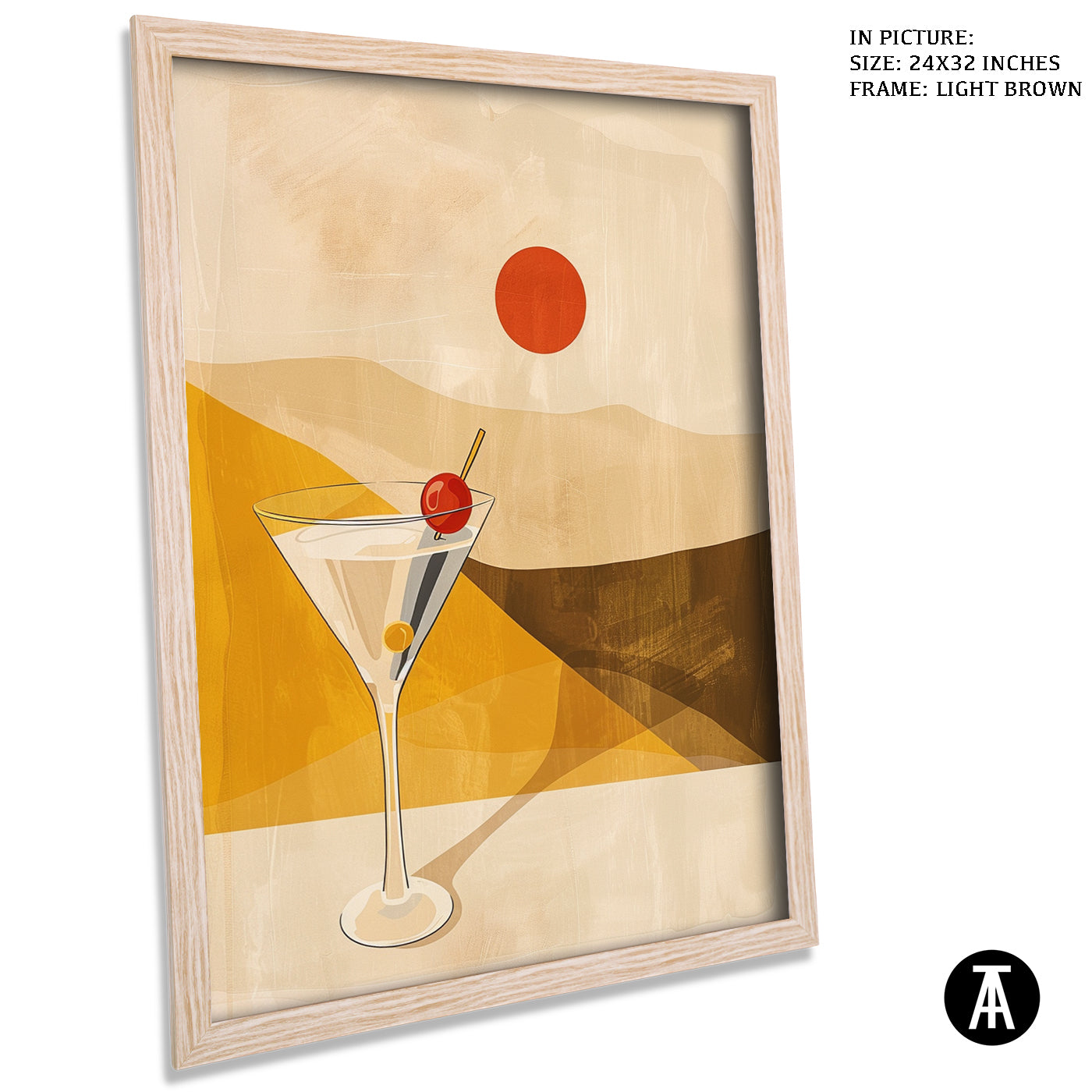 Artwork in Light Brown Frame