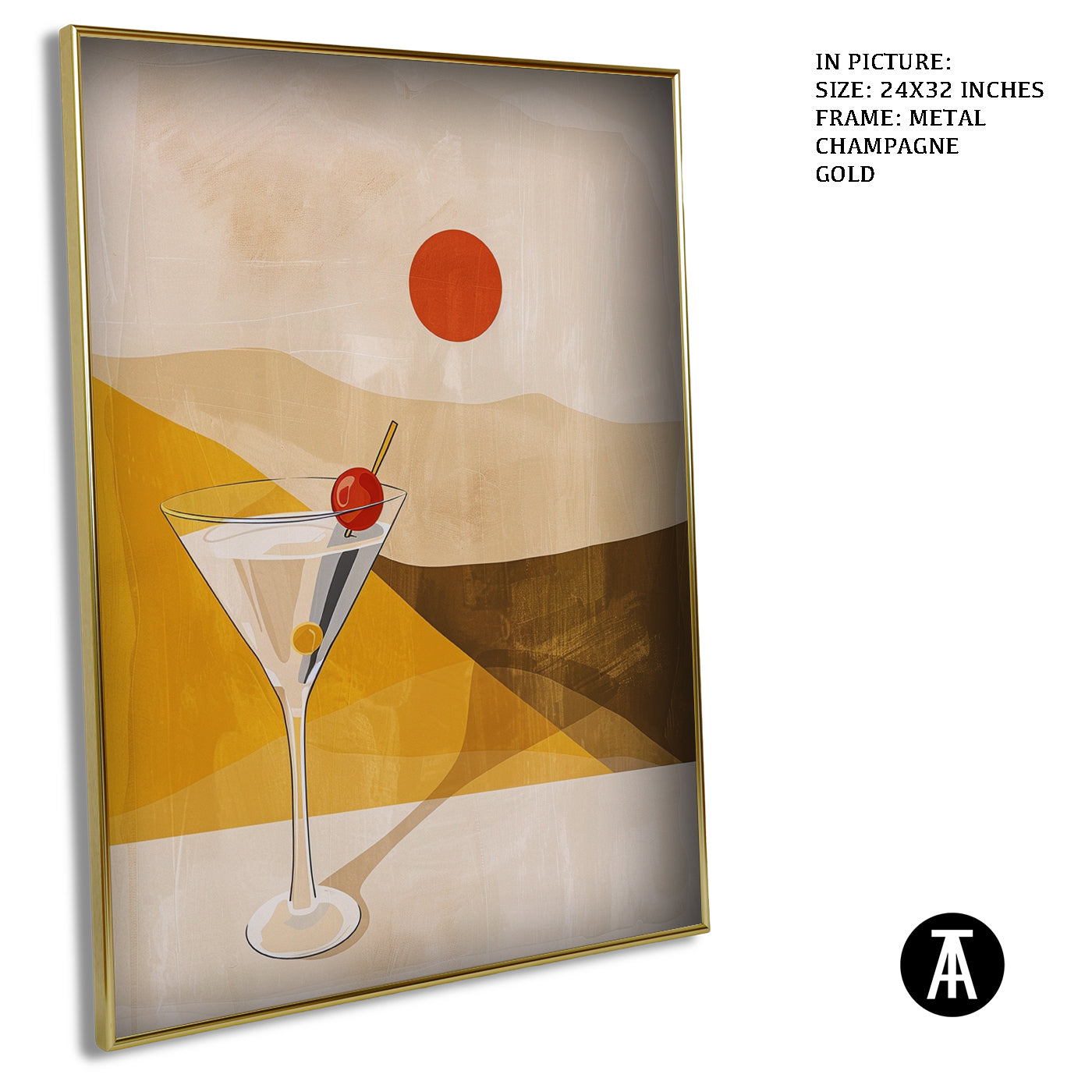 Artwork in Metal Champagne Gold Frame