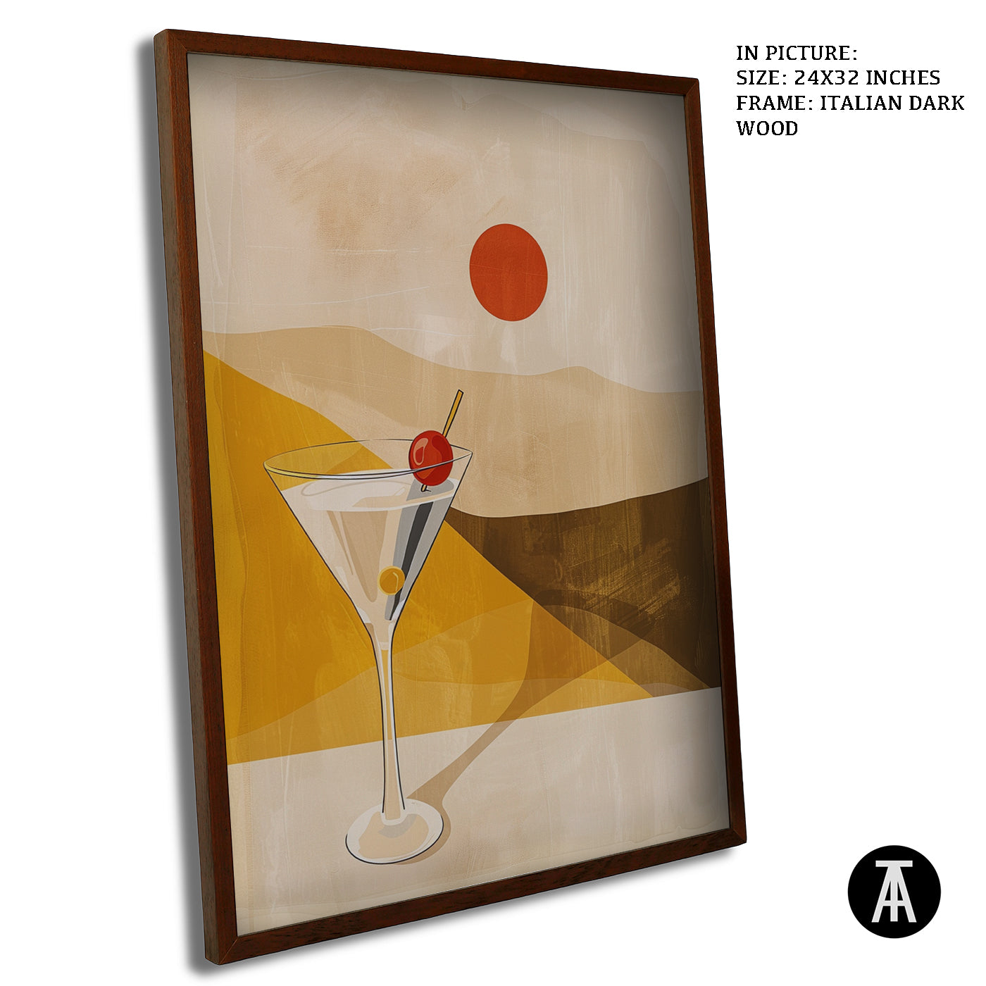 Artwork in Dark Wood Frame