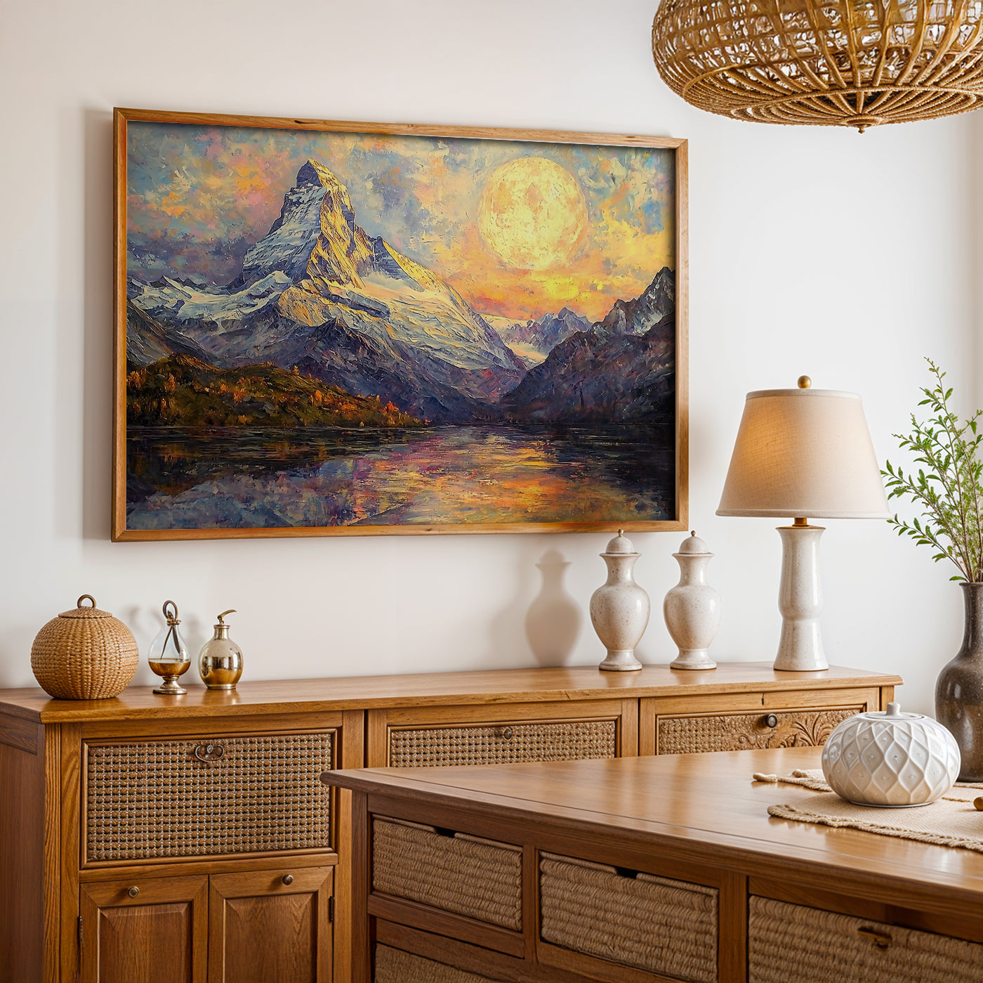 Swiss Alps Painting in a Lifestyle Setting