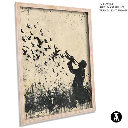 Sample Artwork in Light Brown Frame