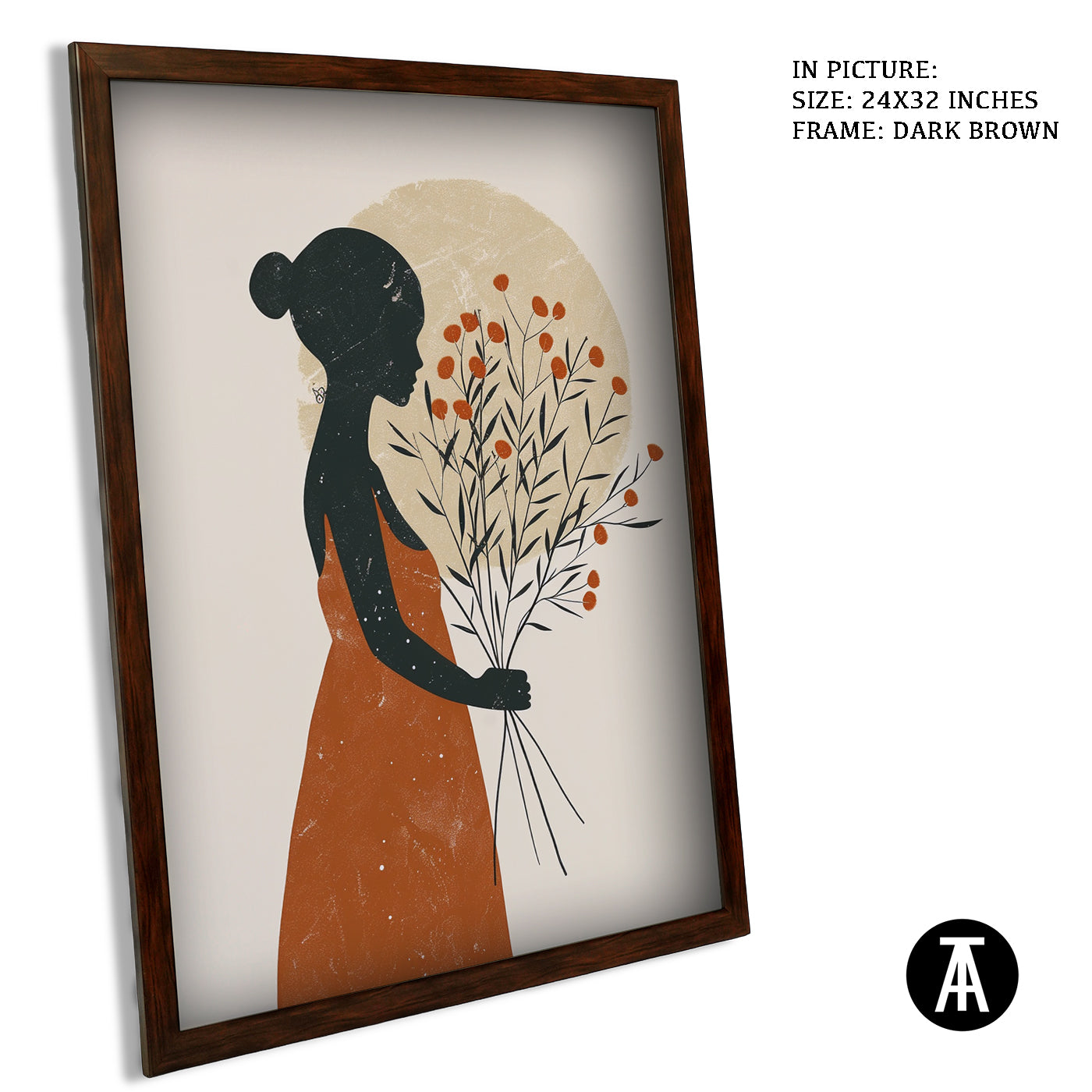 Artwork in Dark Brown Frame