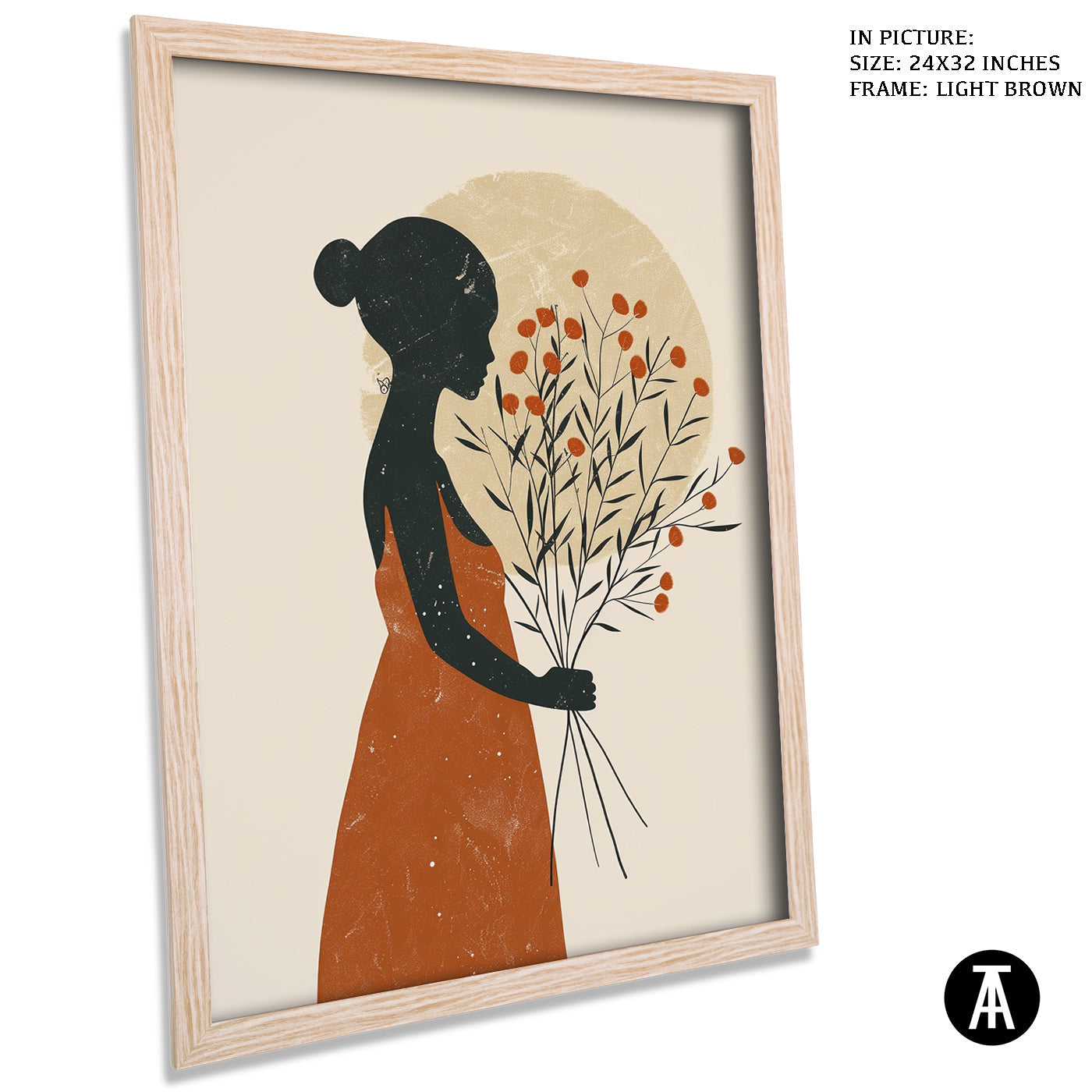 Artwork in Light Brown Frame