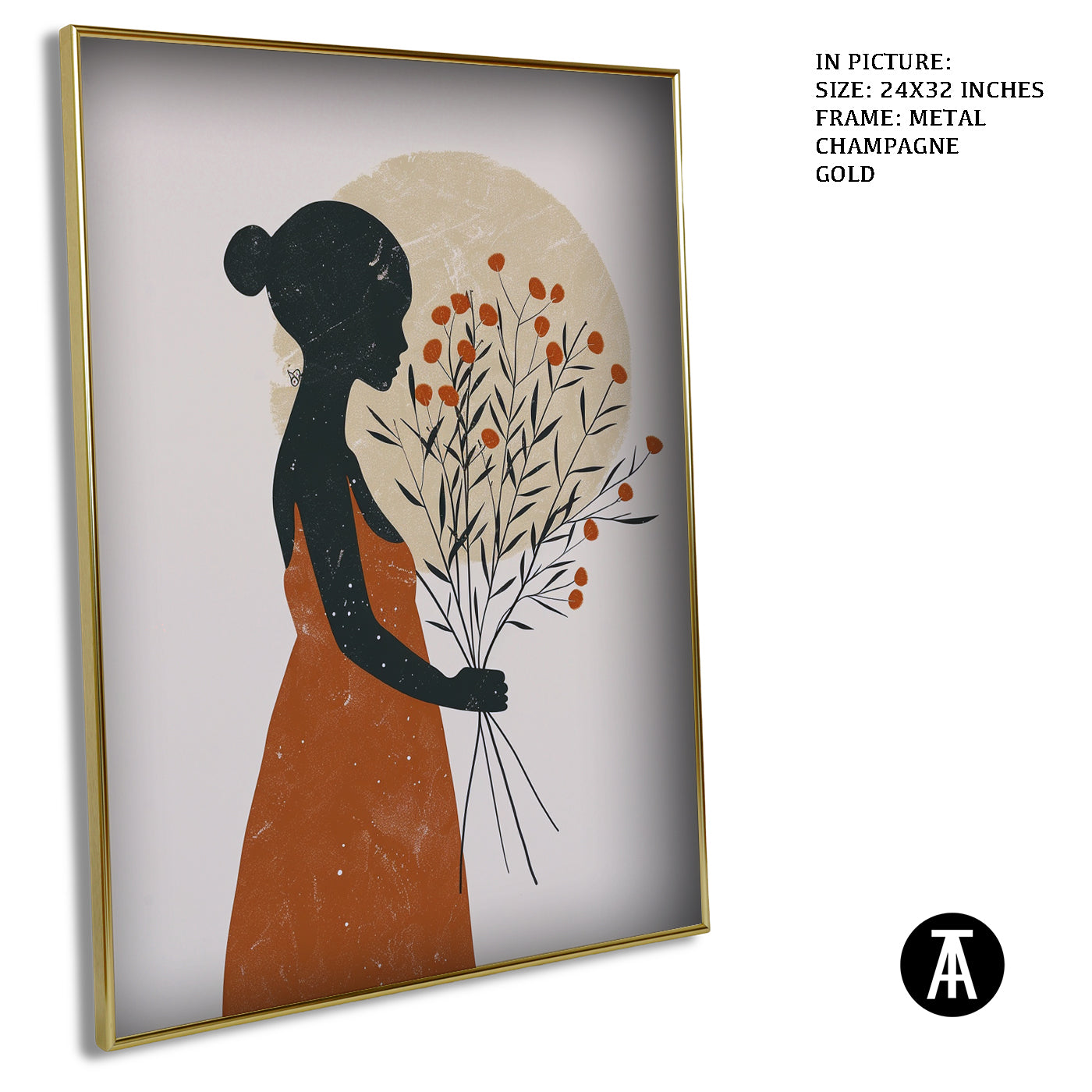 Artwork in Metal Champagne Gold Frame