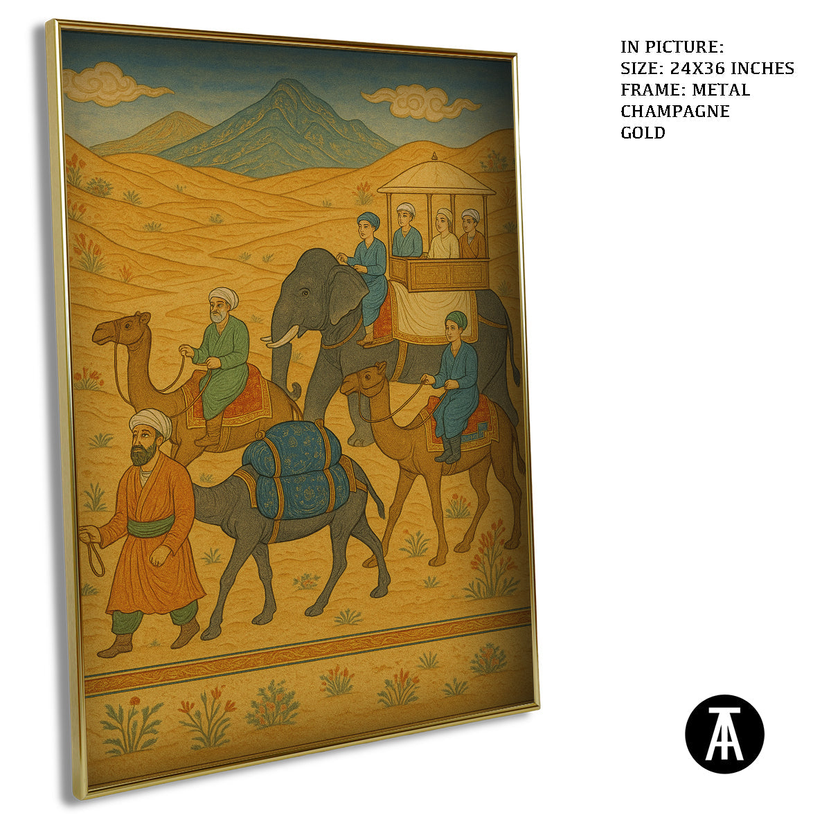 Artwork in Metal Champagne Gold Frame