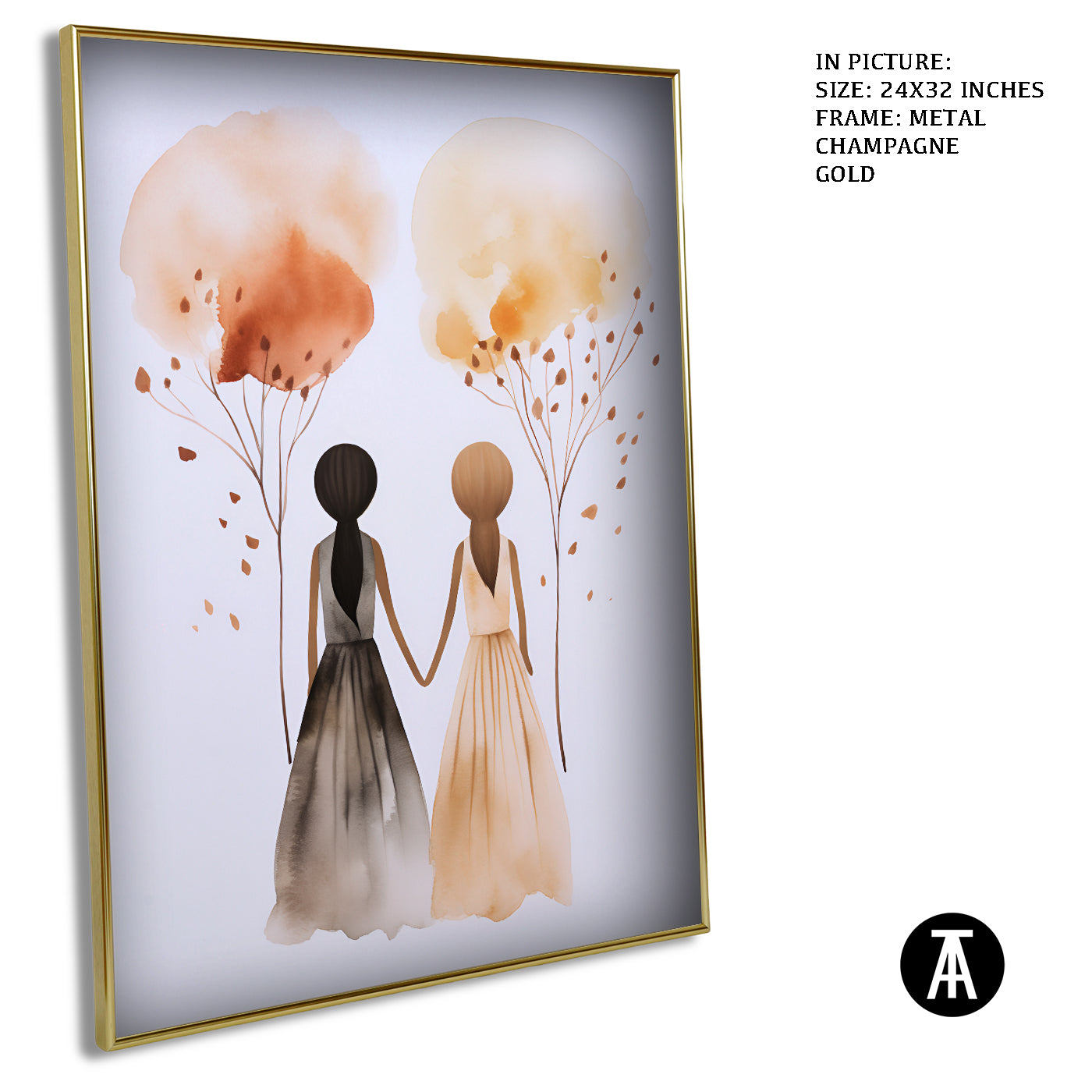 Artwork in Light Brown Frame