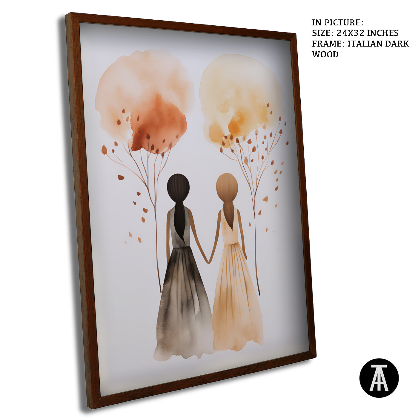 Artwork in Dark Wood Frame