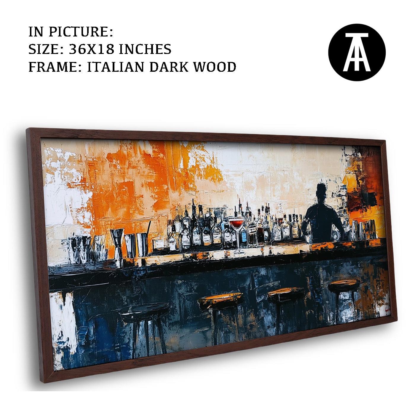 Artwork in Dark Wood Frame