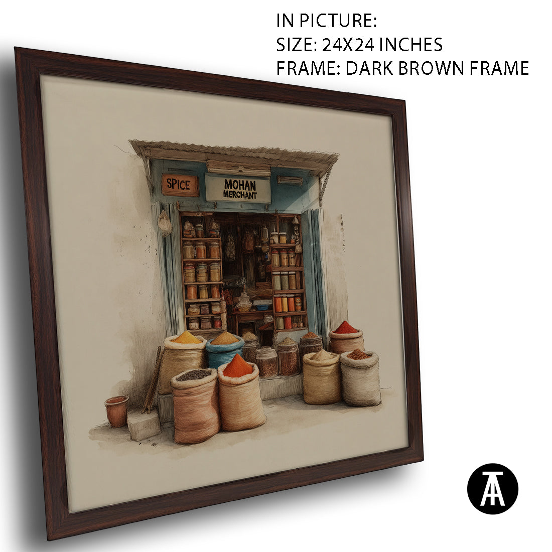 Artwork in Dark Brown Frame