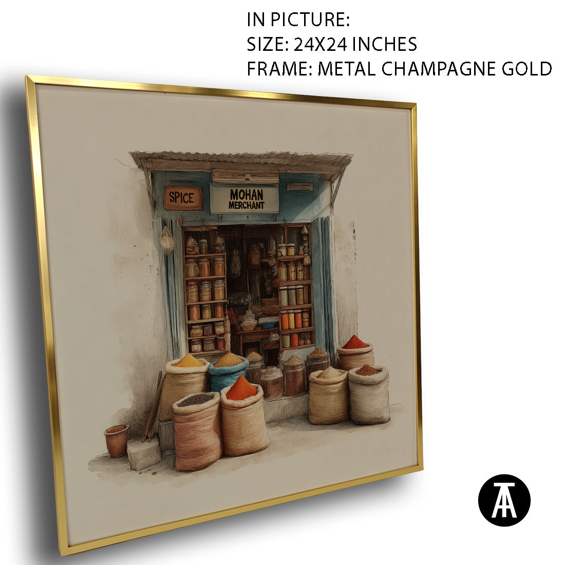 Artwork in Metal Champagne Gold Frame