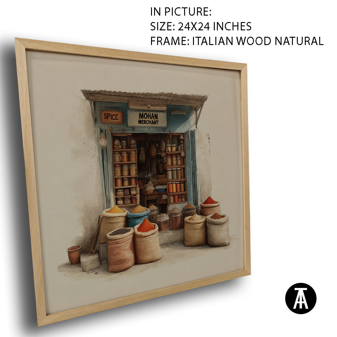 Artwork in Natural Wood Frame
