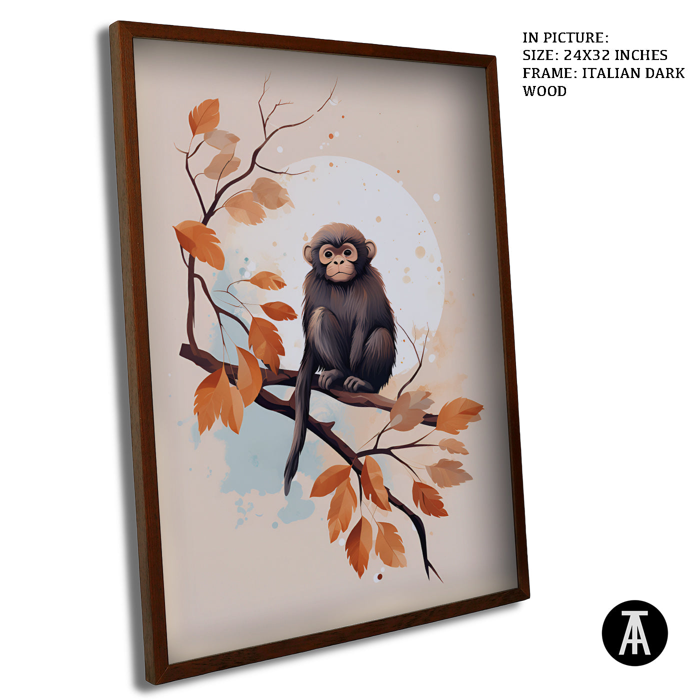 Artwork in Dark Wood Frame