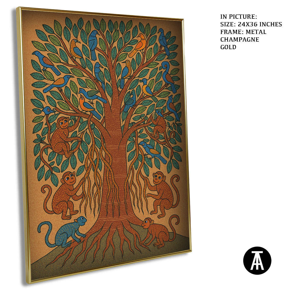 Artwork in Metal Champagne Gold Frame