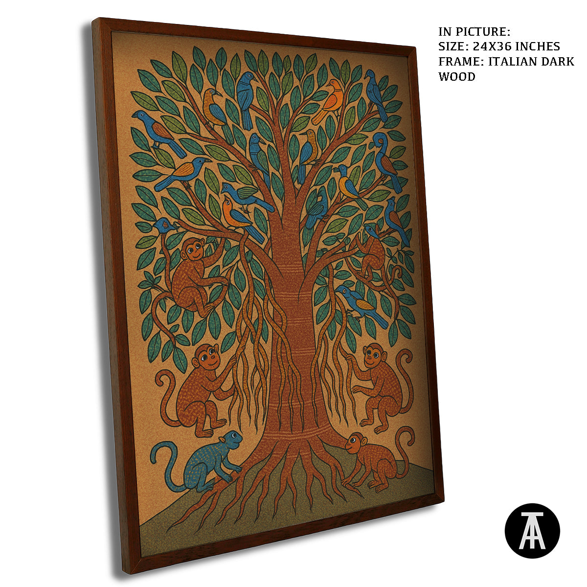 Artwork in Dark Wood Frame