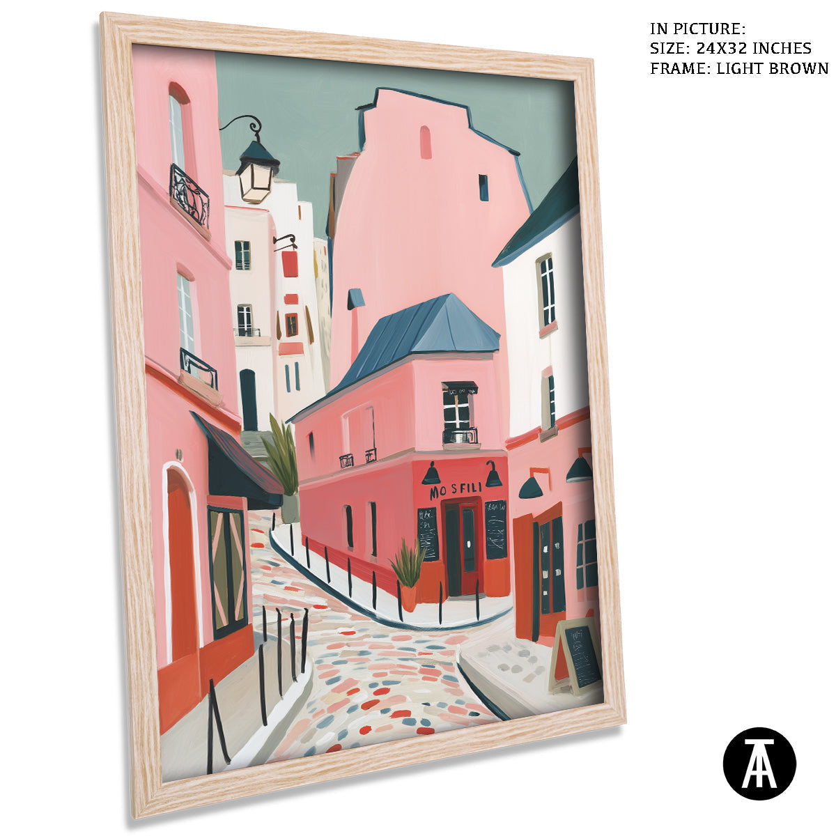 Artwork in Light Brown Frame