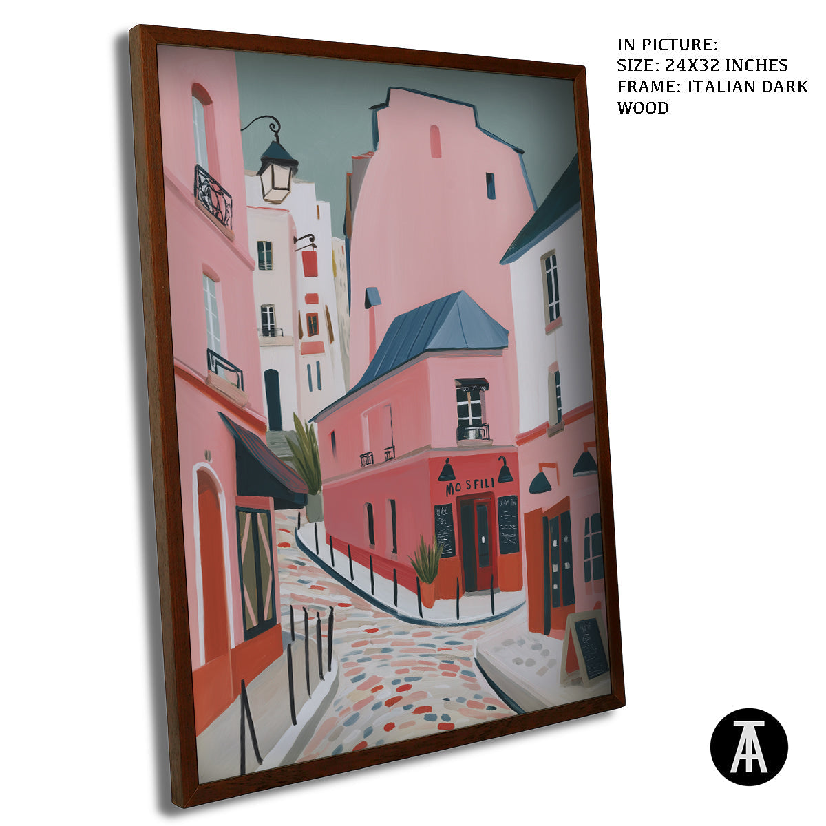 Artwork in Dark Wood Frame