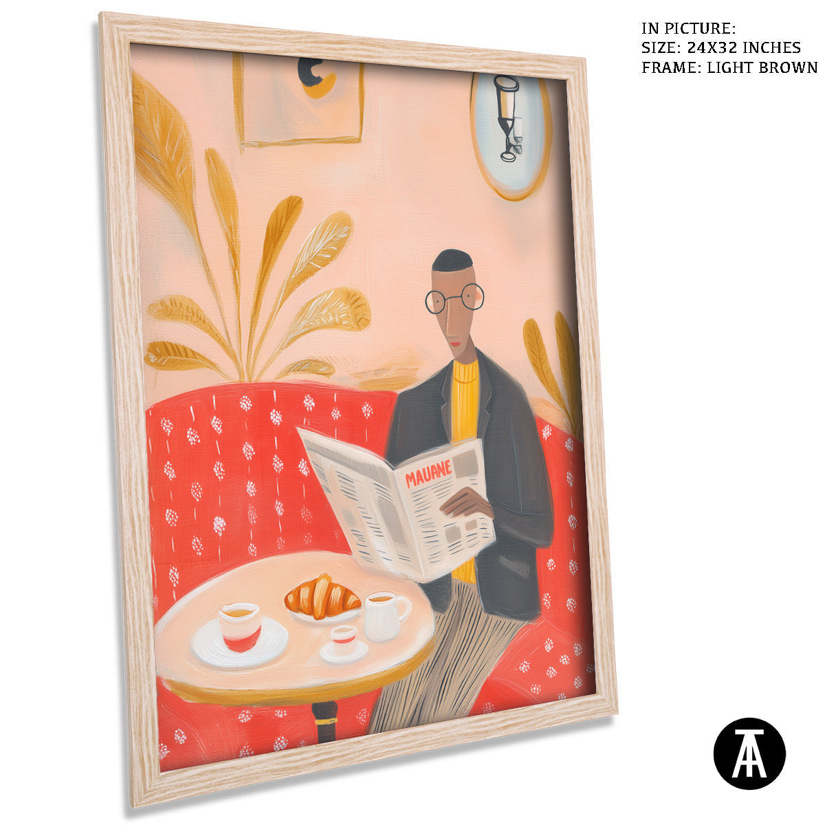 Artwork in Light Brown Frame
