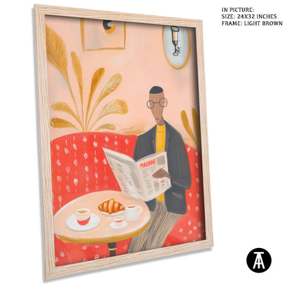 Artwork in Light Brown Frame