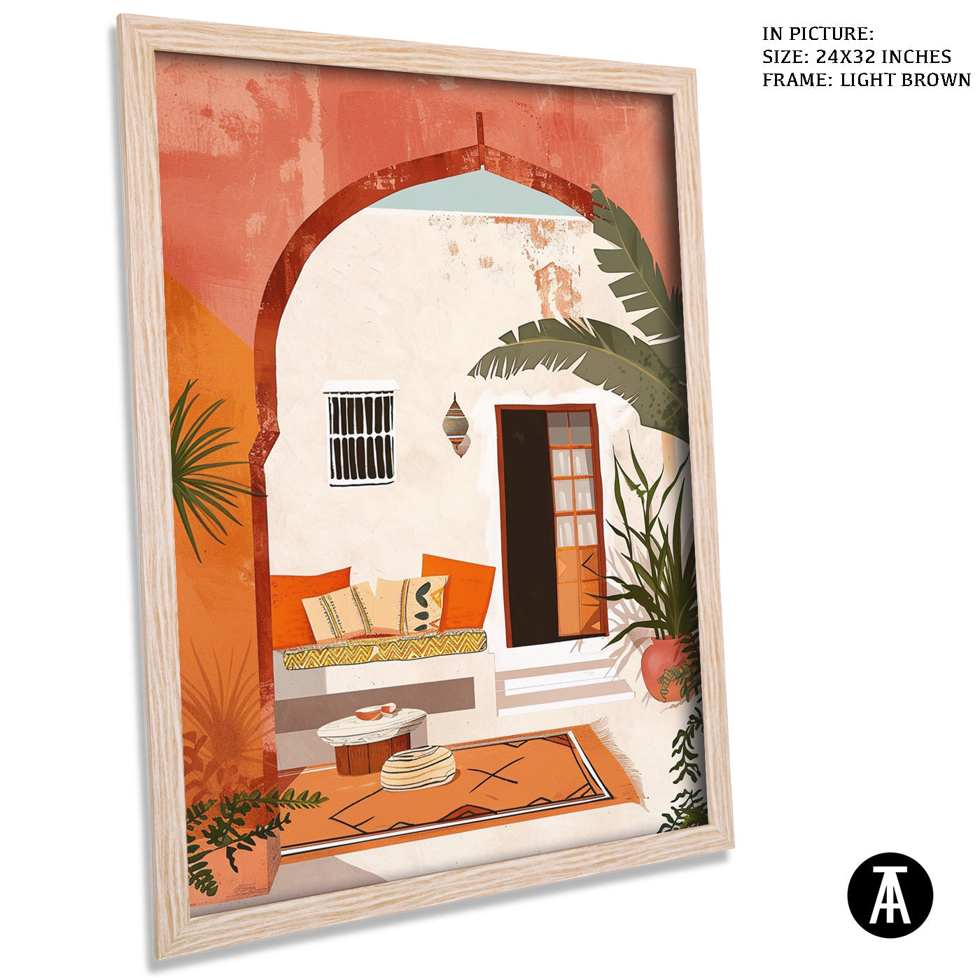 Artwork in Light Brown Frame
