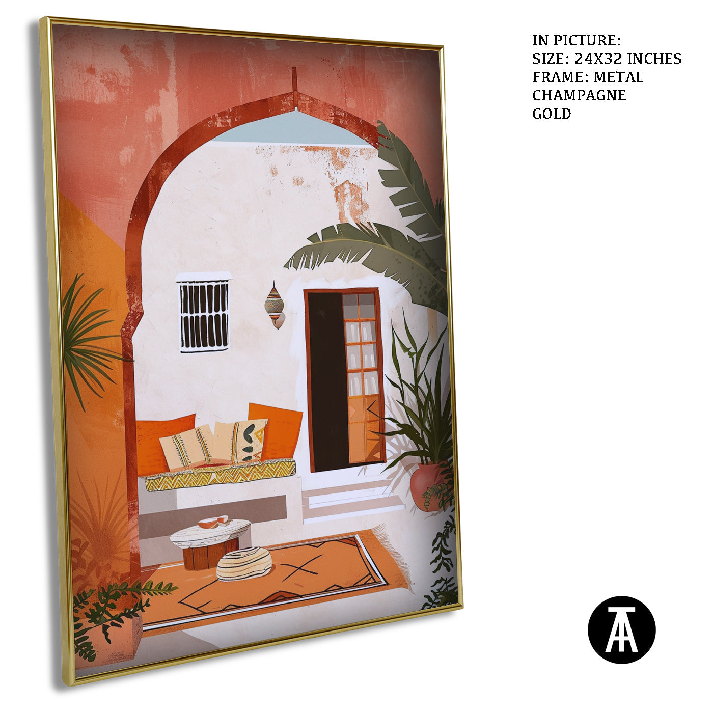 Artwork in Metal Champagne Gold Frame