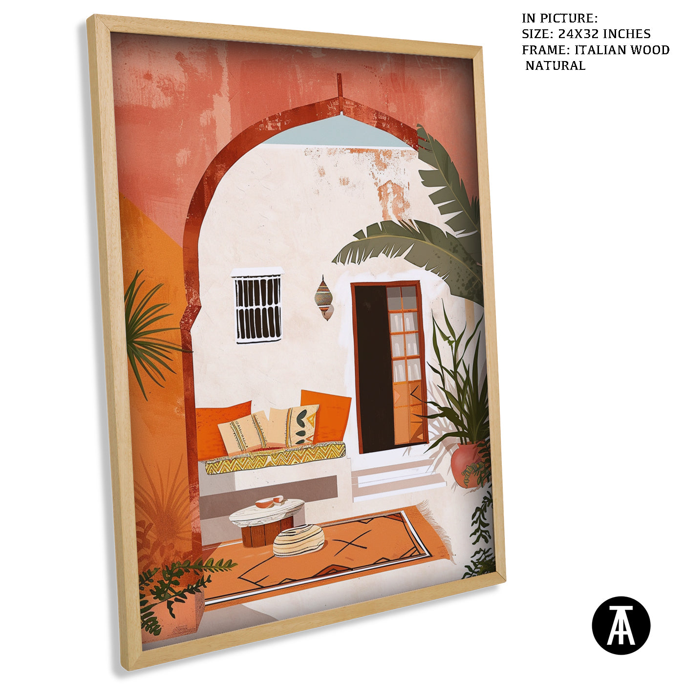 Artwork in Natural Wood Frame