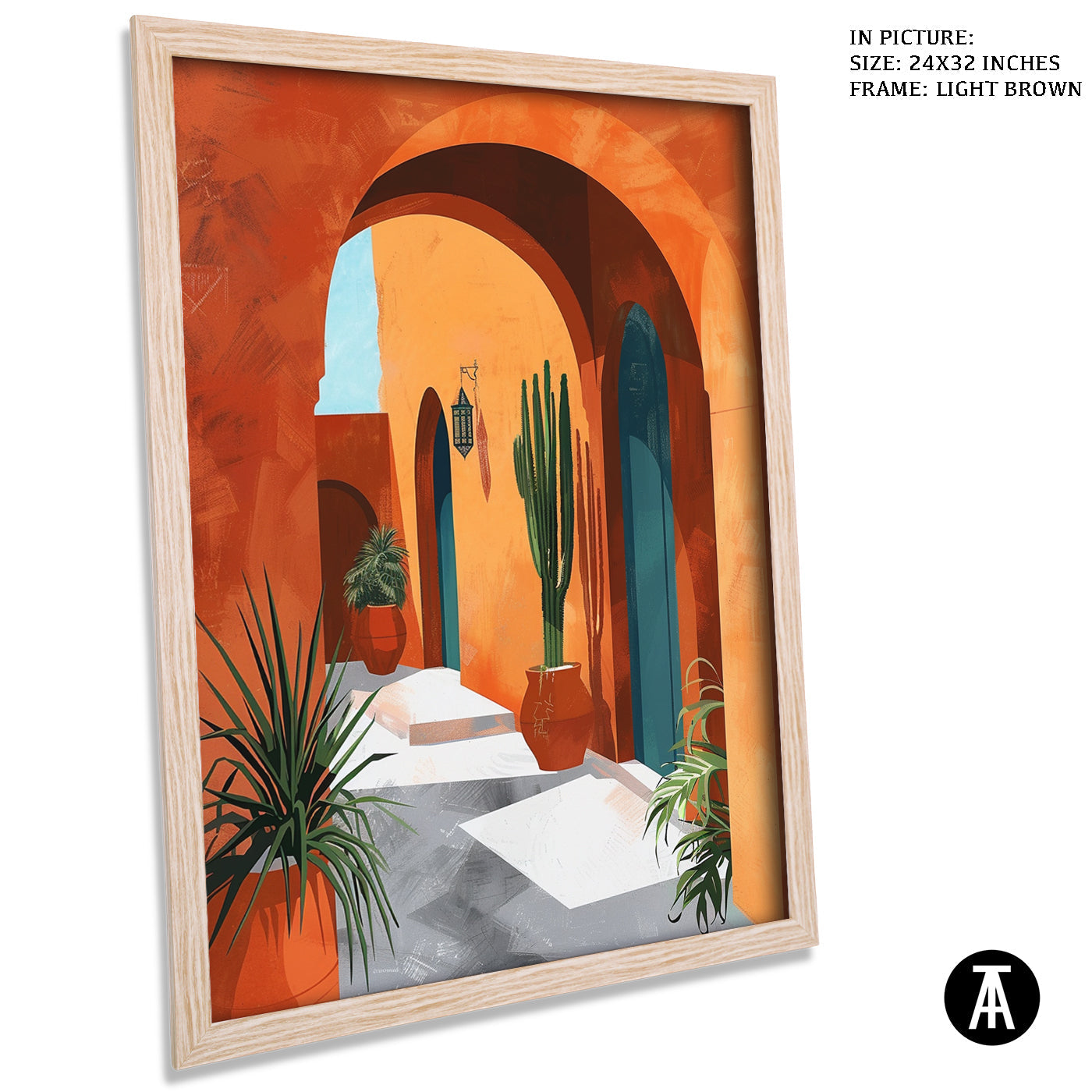 Artwork in Light Brown Frame
