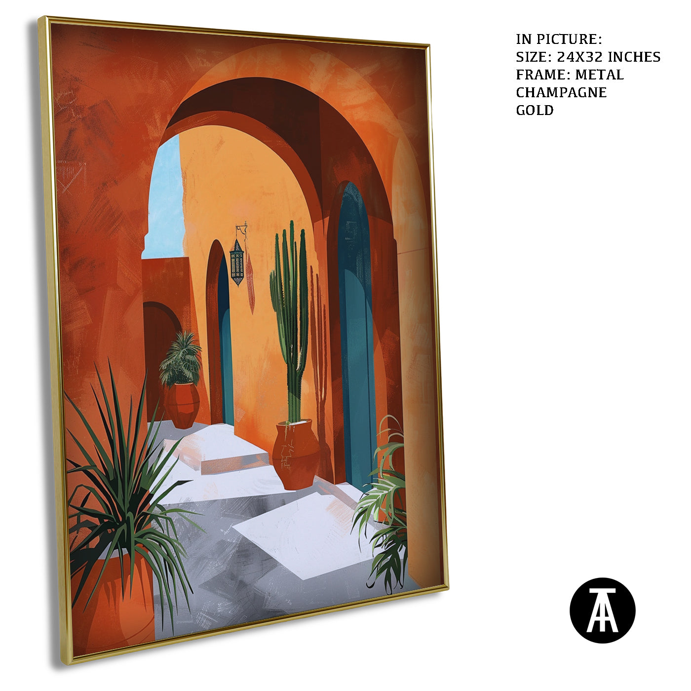 Artwork in Metal Champagne Gold Frame