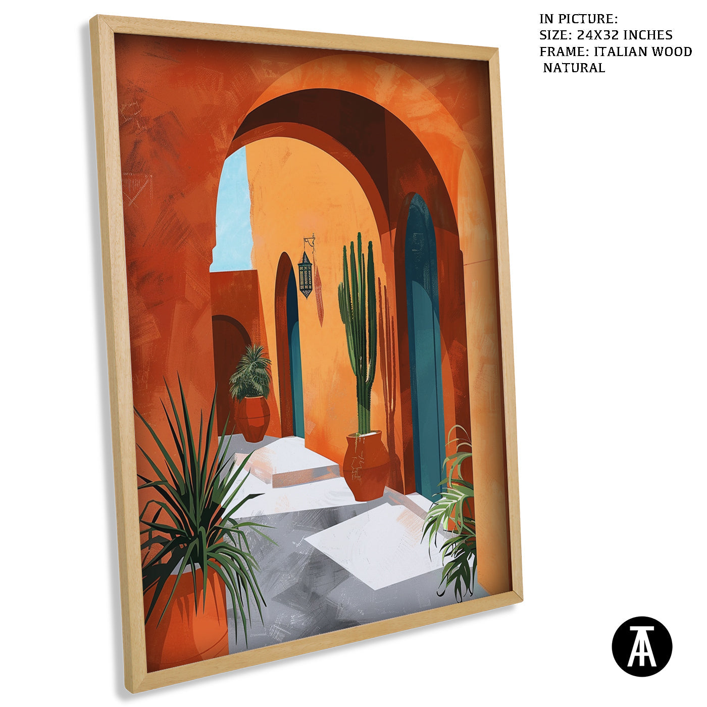 Artwork in Natural Wood Frame