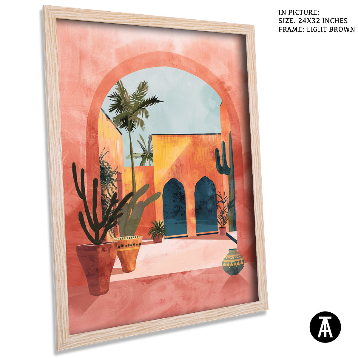 Sample Artwork in Light Brown Frame