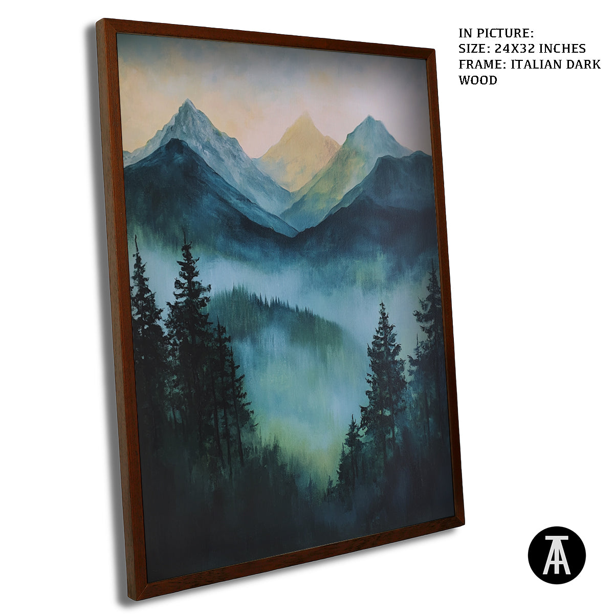 Artwork in Dark Wood Frame