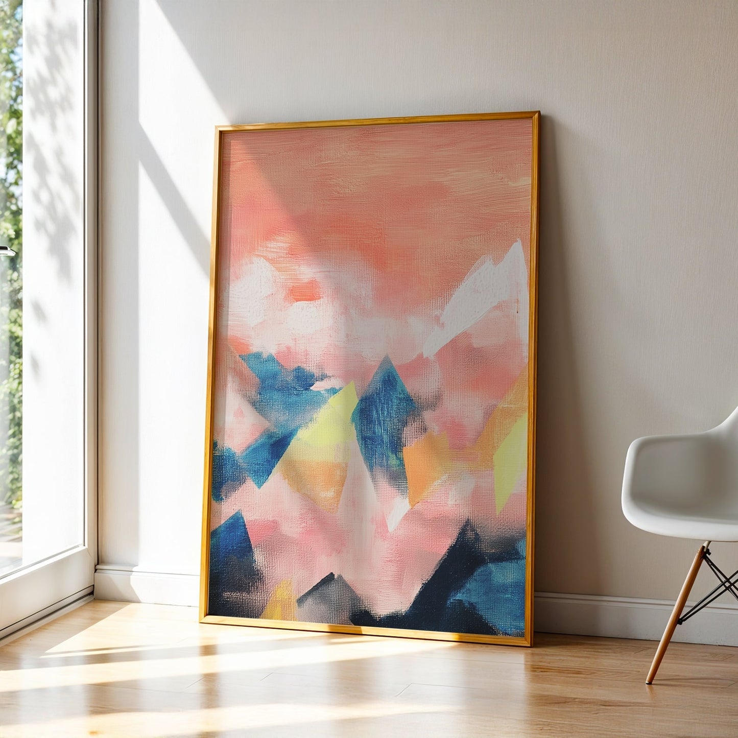 Abstract Art in a Lifestyle Setting Mountains Are Pink by NYC Abstract