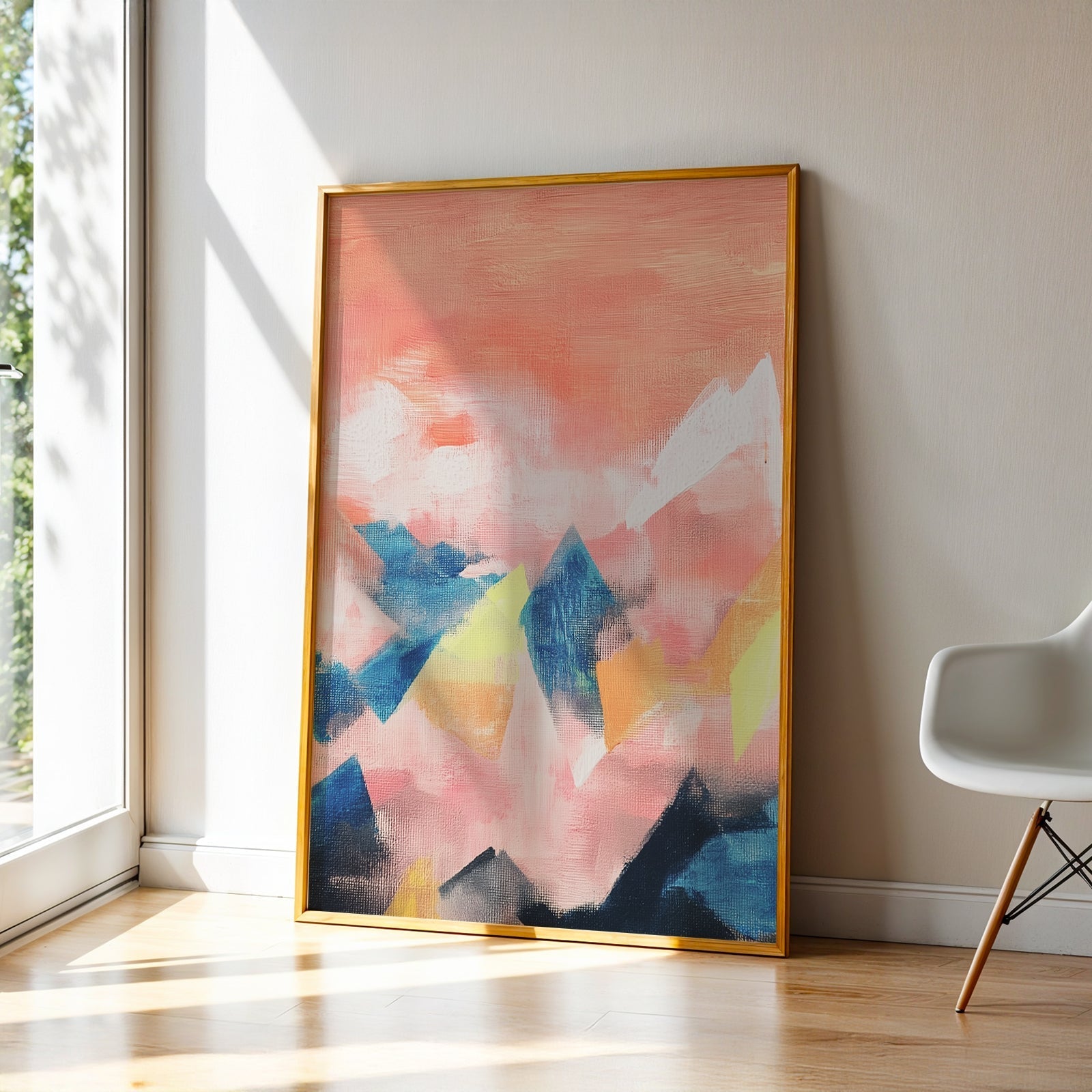 Abstract Art in a Lifestyle Setting Mountains Are Pink by NYC Abstract