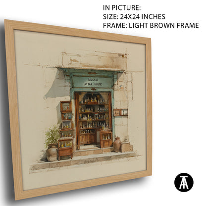 Artwork in Light Brown Frame
