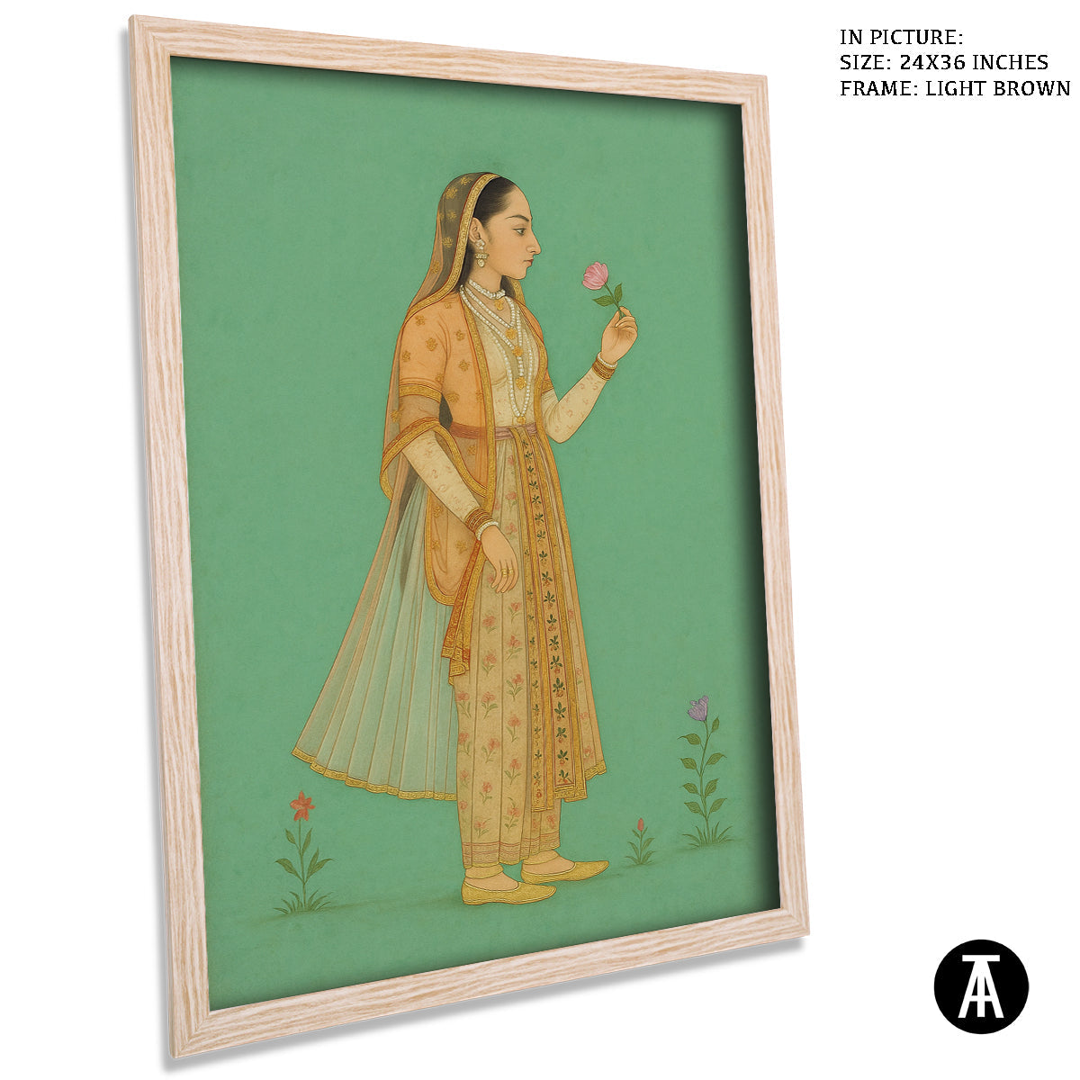 Artwork in Light Brown Frame