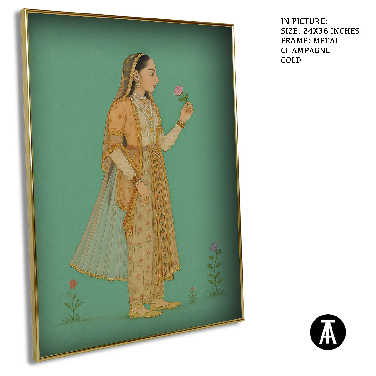 Artwork in Metal Champagne Gold Frame