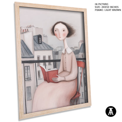 Artwork in Light Brown Frame