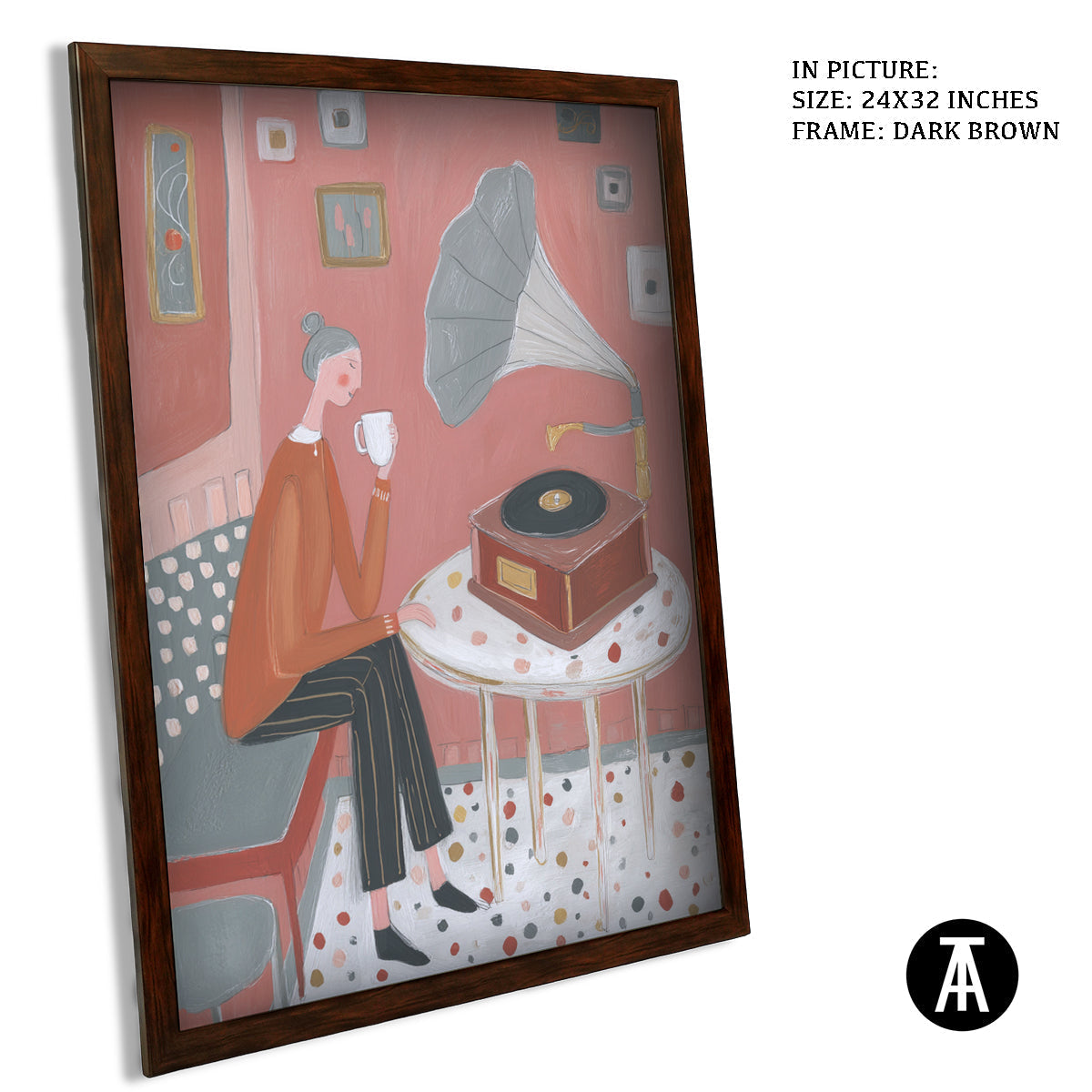 Artwork in Dark Brown Frame