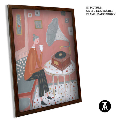 Artwork in Dark Brown Frame