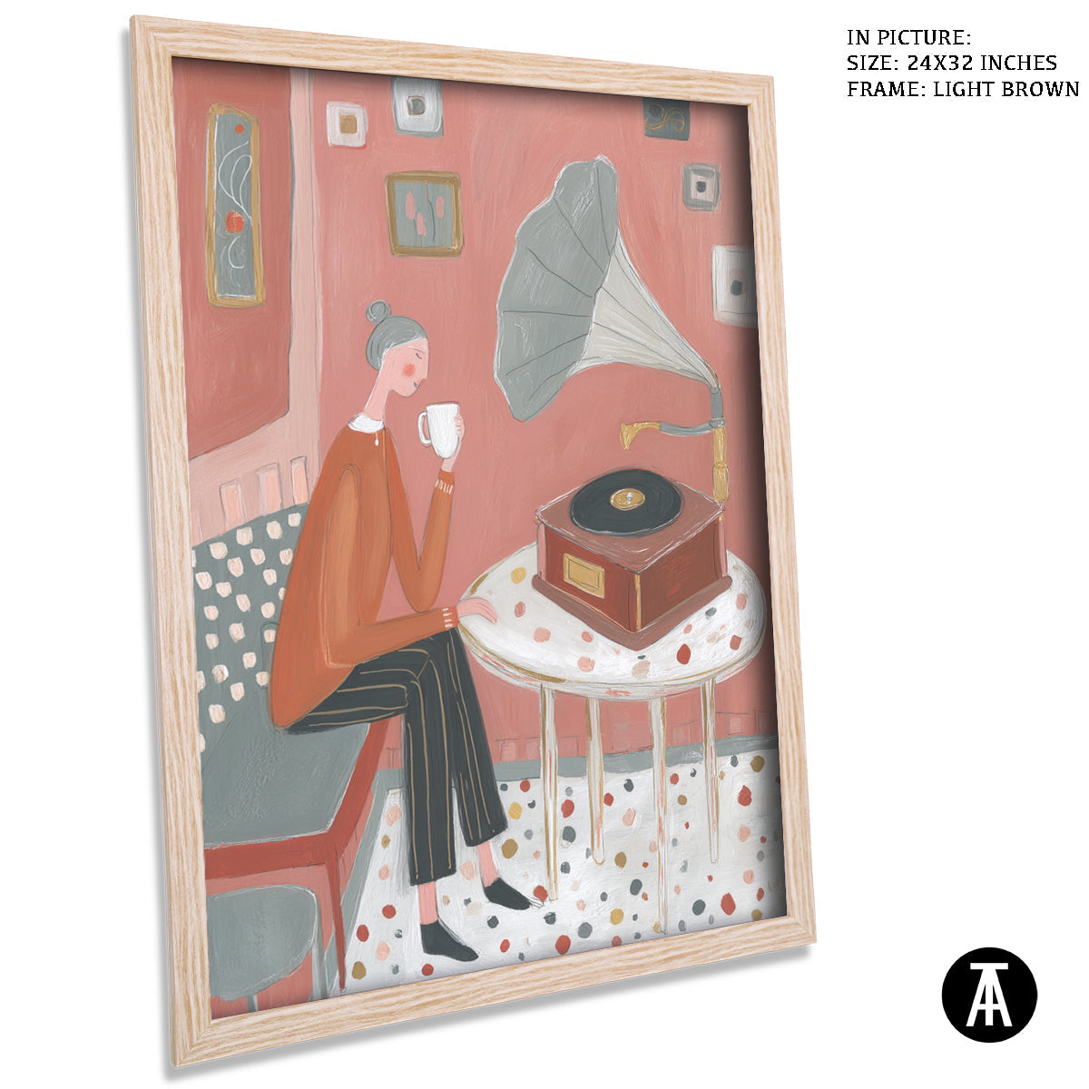 Artwork in Light Brown Frame