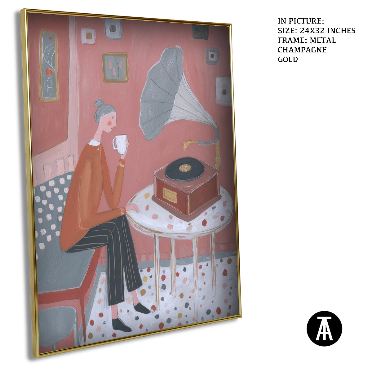 Artwork in Metal Champagne Gold Frame