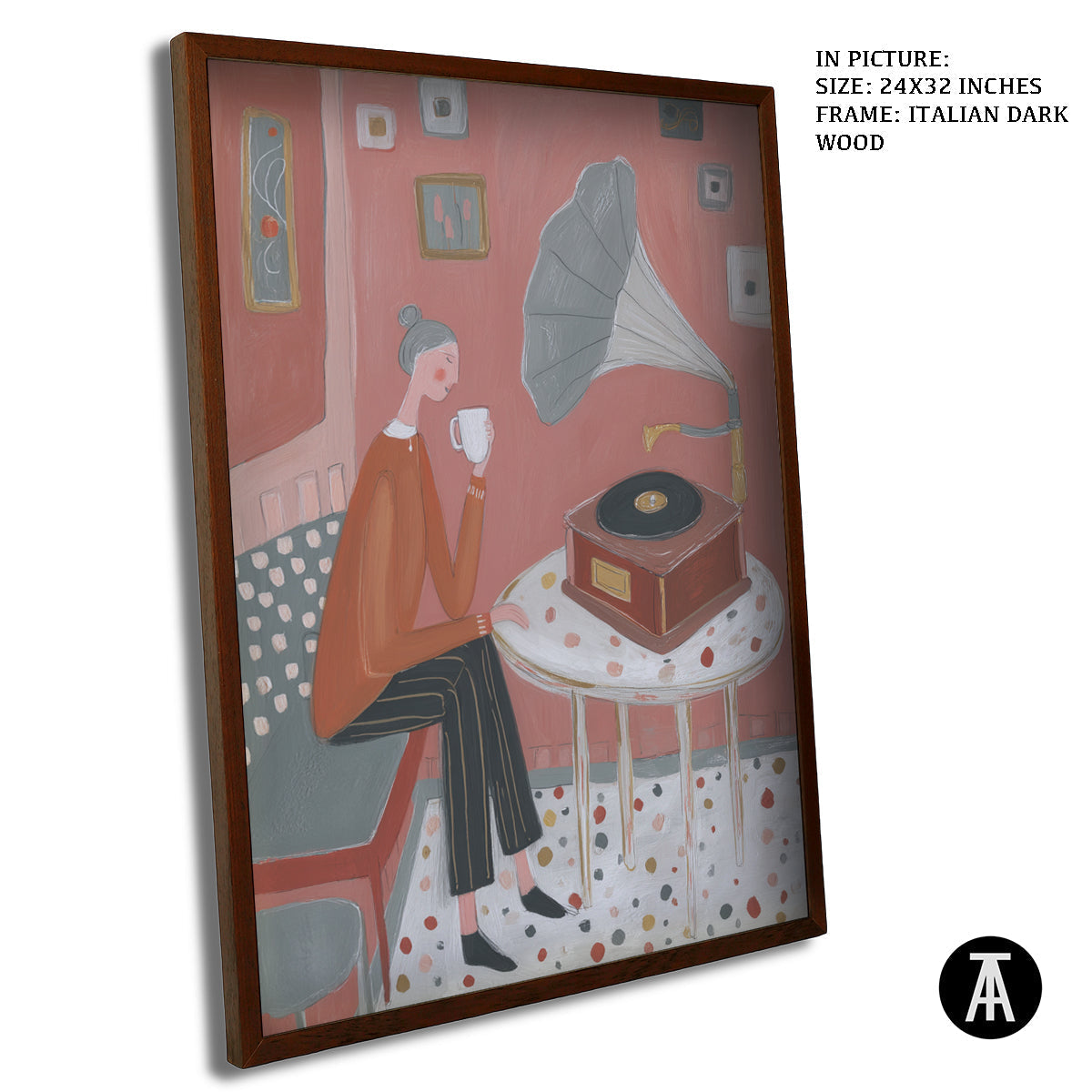 Artwork in Dark Wood Frame