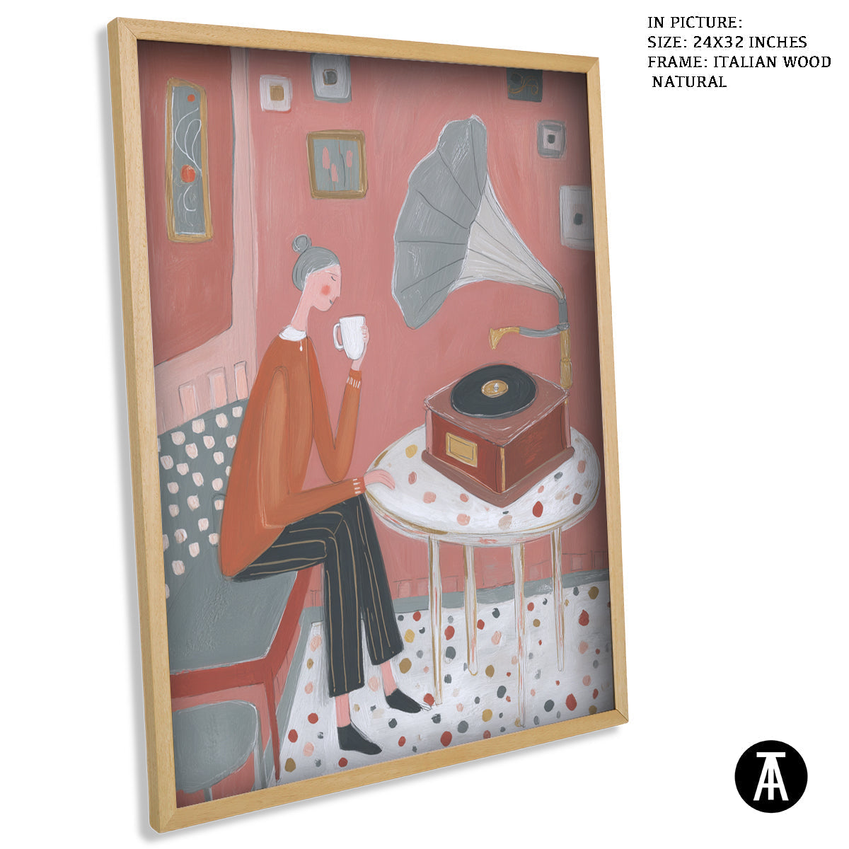 Artwork in Natural Wood Frame