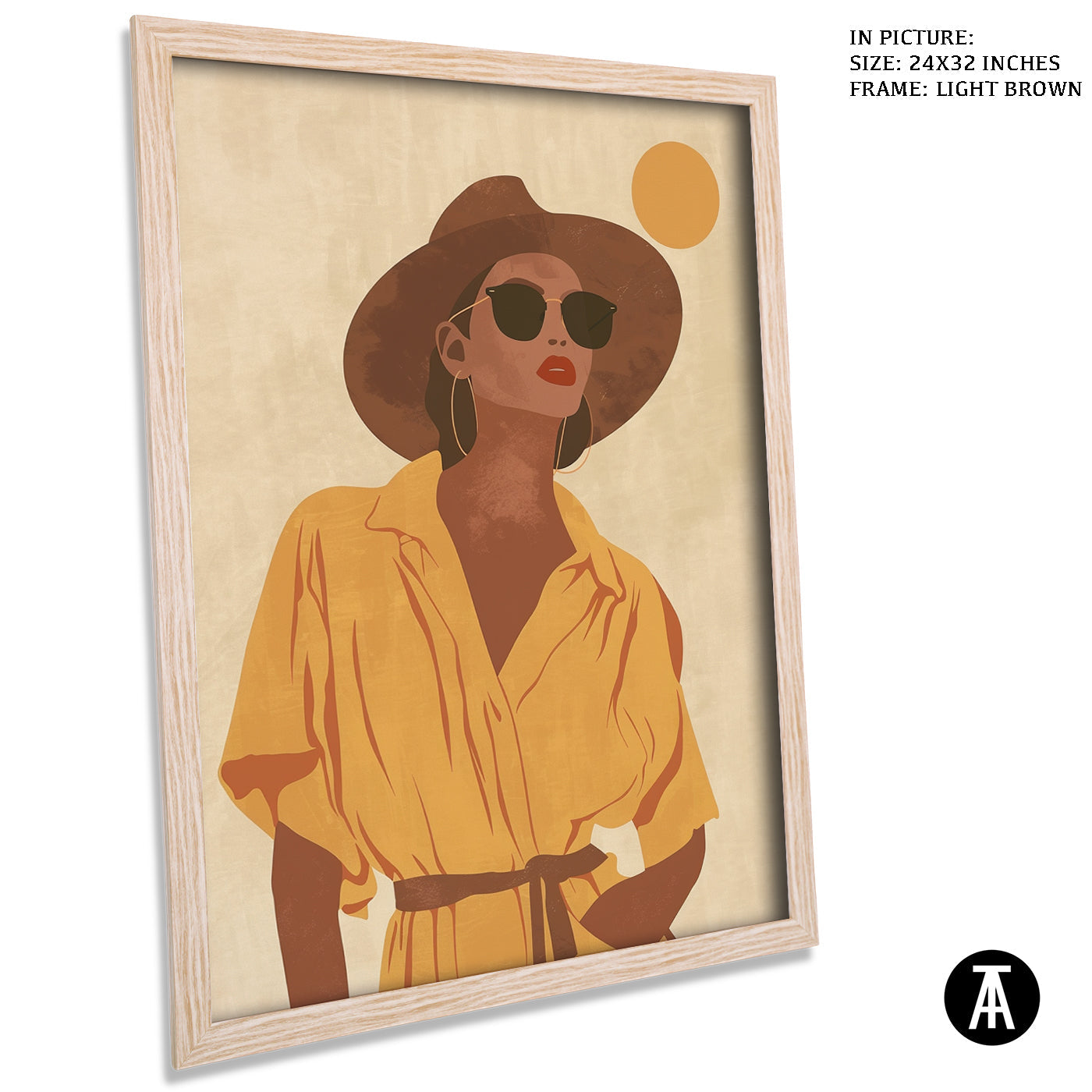 Artwork in Light Brown Frame