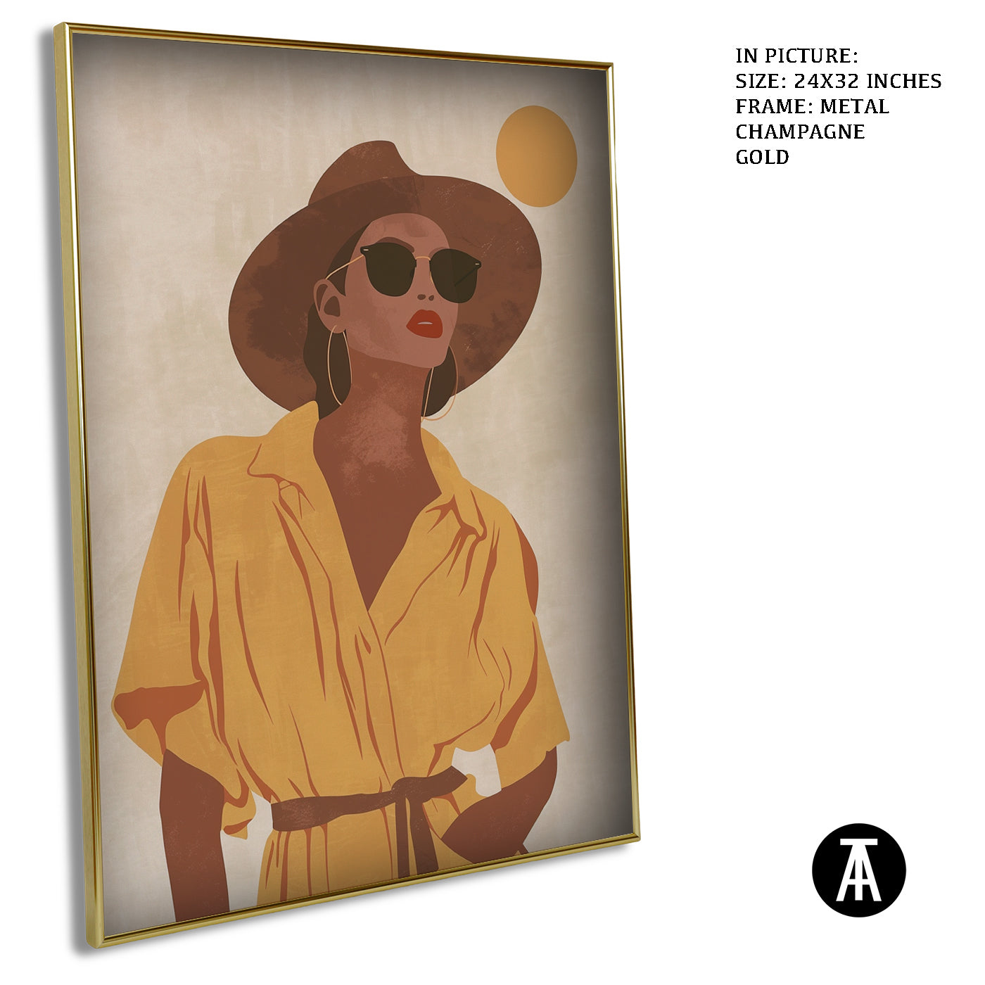 Artwork in Metal Champagne Gold Frame